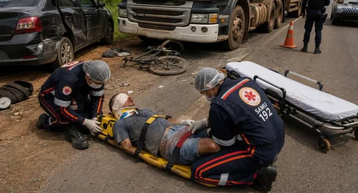 Apenado do semiaberto sofre ferimentos graves após ser atropelado por carreta na Estrada da Penal