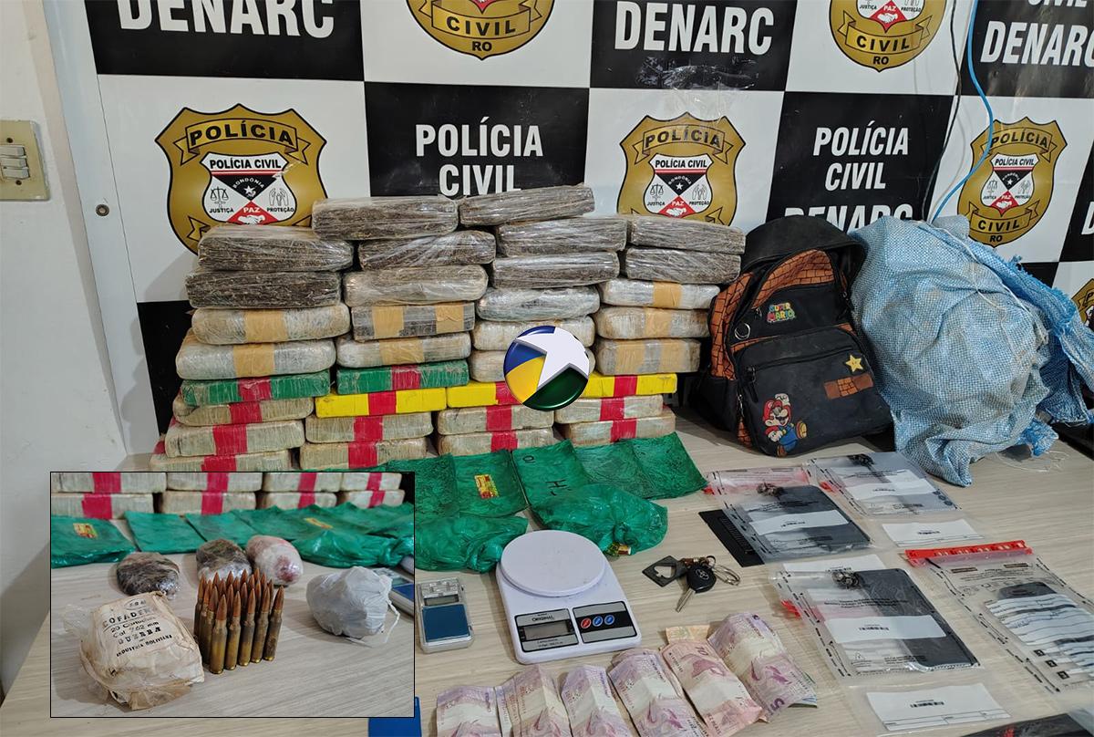 Denarc da capital prende trio ligado ao CV com mais de 30 kg de drogas e munições de fuzil