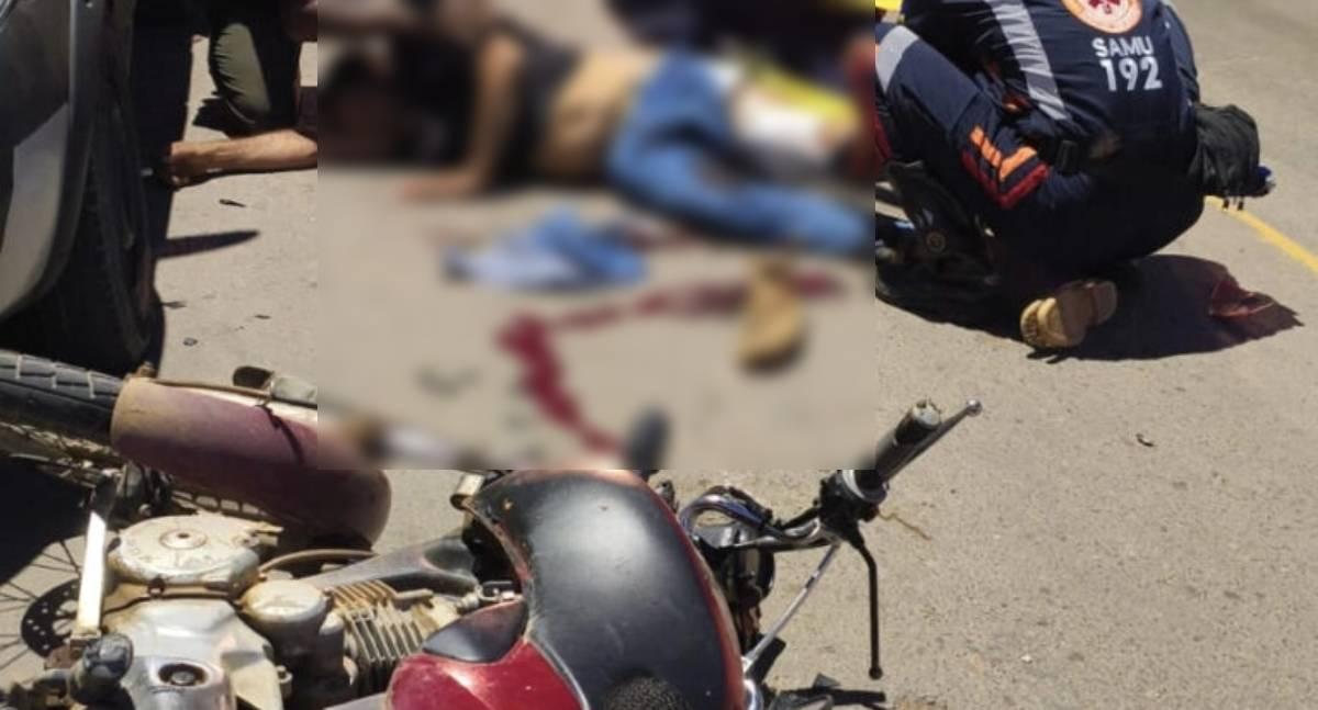 Motociclista sofre fratura e escoriações após colisão frontal seguida de capotamento