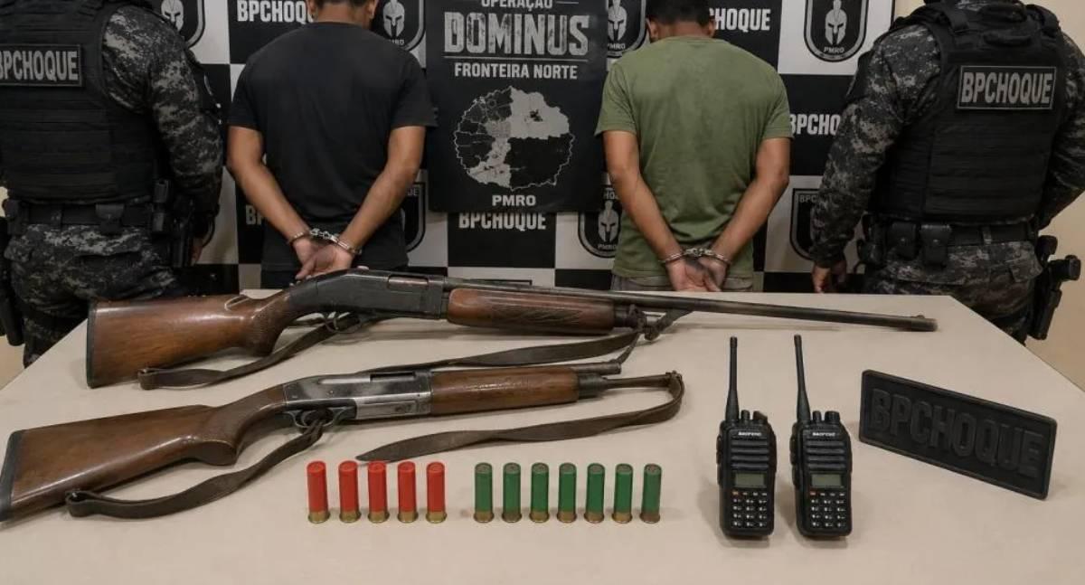 Polícia Militar prende dupla com armas e rádios comunicadores em área de conflito agrário em Porto Velho