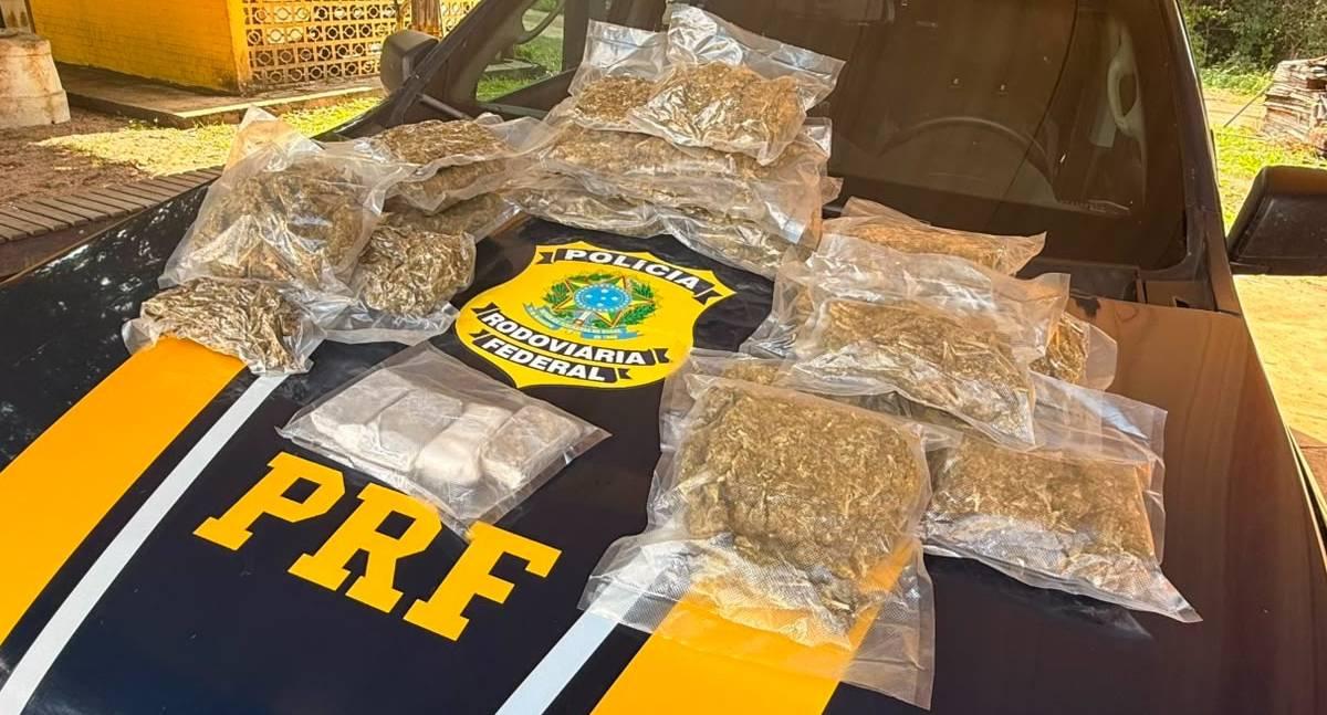 Polícia Rodoviária Federal apreende mais de 8 quilos de drogas na BR-364