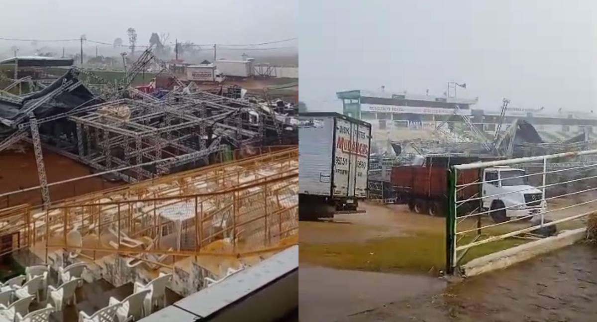 Temporal derruba estrutura de palco da Expoari