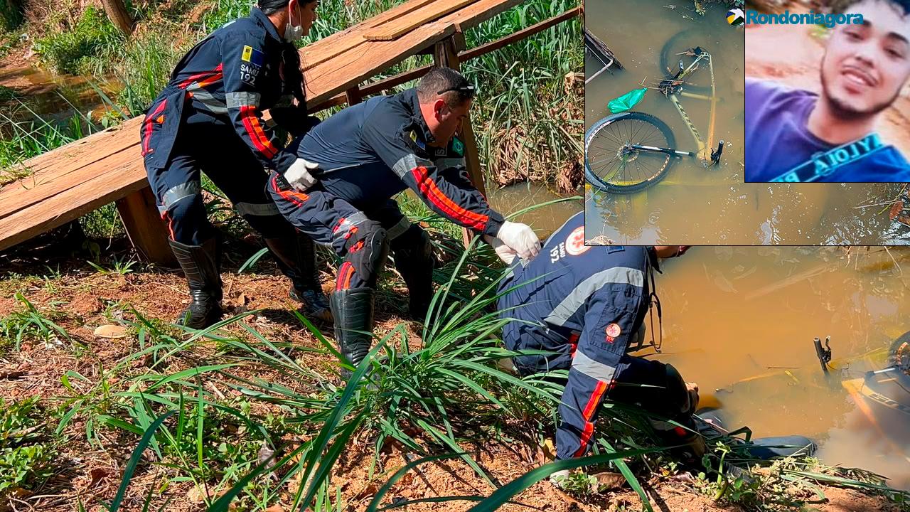 Vídeo: ciclista morre após cair de ponte sobre córrego na zona Sul de Porto Velho