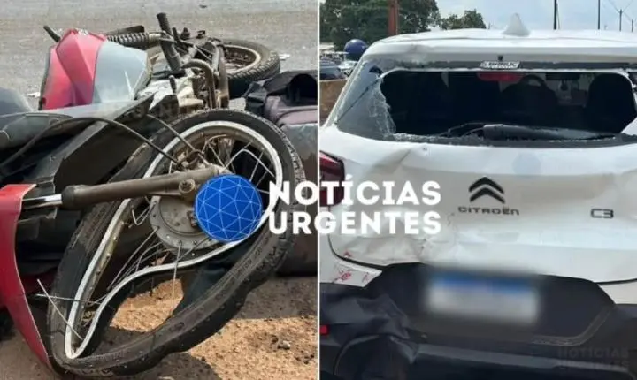 Colisão entre motocicleta e carro deixa motoboy em estado grave na BR-364