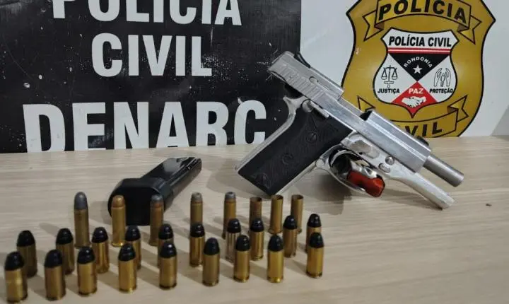 DENARC apreende pistola .40 durante operação no bairro Escola de Polícia