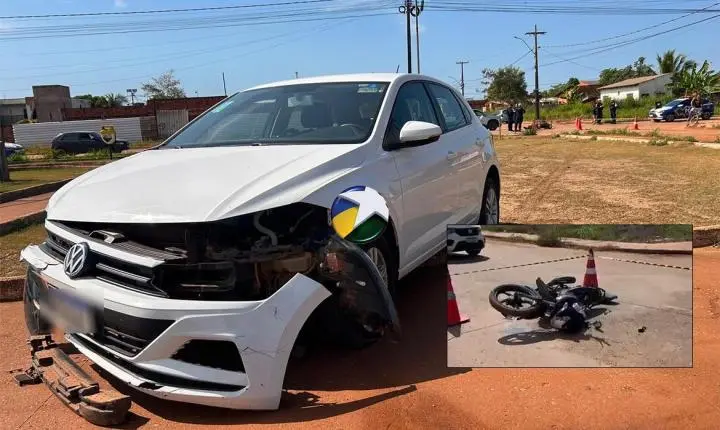 Motociclista fica ferido após avançar preferencial e ser atingido por carro na zona Leste