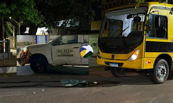 Motorista da Sesai avança preferencial e atinge ônibus com 21 jovens que participam do Joer