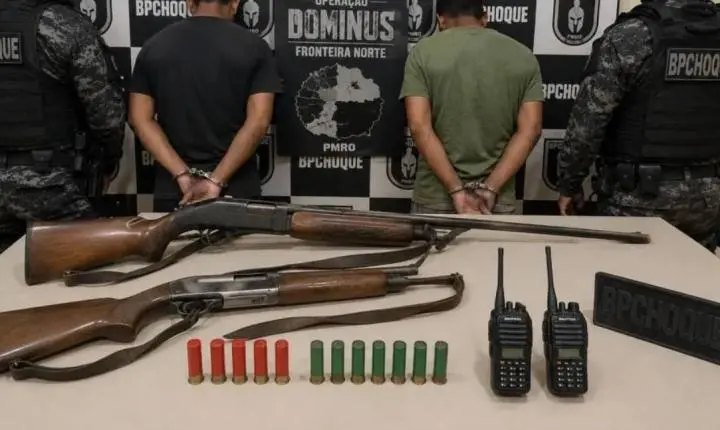 Polícia Militar prende dupla com armas e rádios comunicadores em área de conflito agrário em Porto Velho