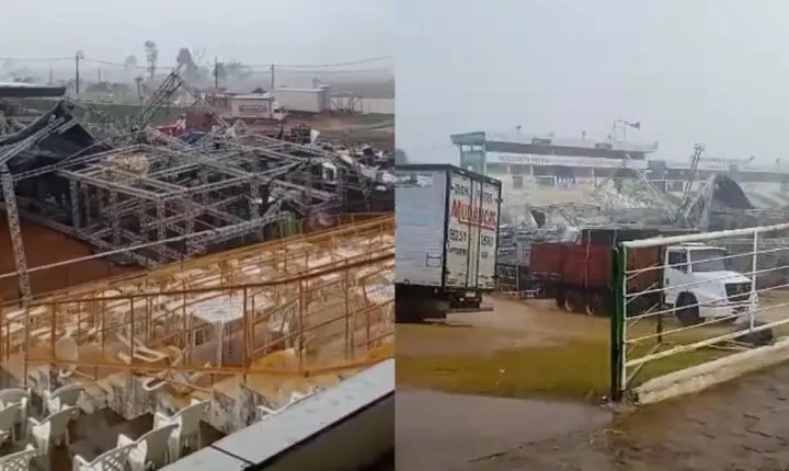 Temporal derruba estrutura de palco da Expoari